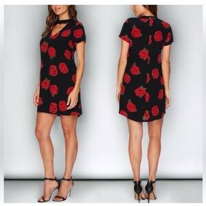 Sanctuary Black Dress with Red Floral Design